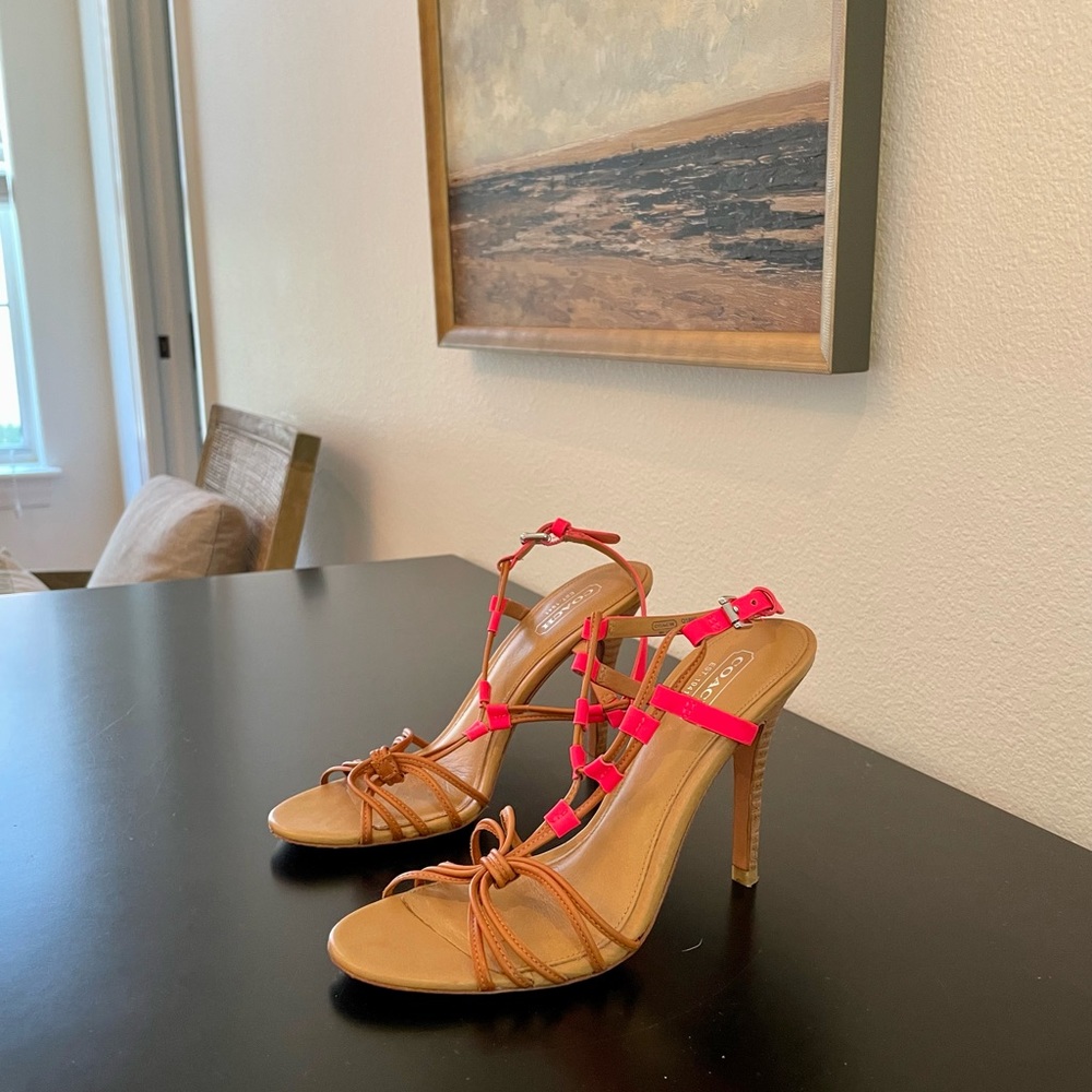 Coach 'Lana' Strappy Sandal in Fluorescent Pink/Ginger